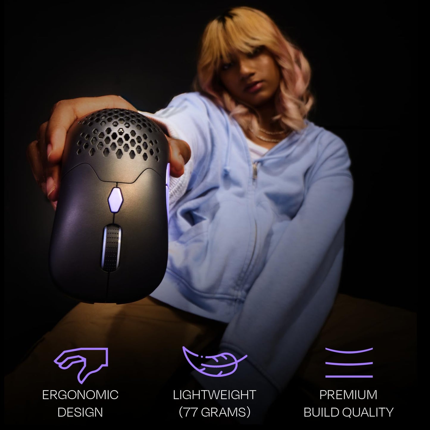 Kreo Chimera RGB Wireless Gaming Mouse with Hot-swappable Switches & 7 Programmable Buttons | Swappable Shells & Switches Included | Adjustable DPI Upto 10000 (Wireless, Black Onyx)